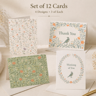 California Folded Card Set of 12; 4 Designs
