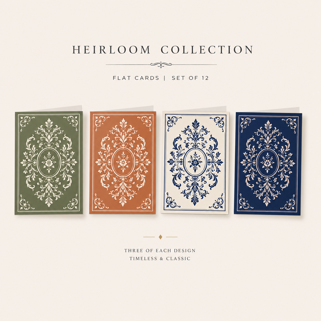 Heirloom Collection - Flat Card Set of 12; 4 Designs