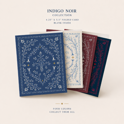 Indigo Noir Collection - Folded Card Set of 12; 4 Designs