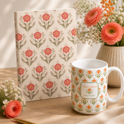 California Garden Poppy Journal & Mug Gift Set