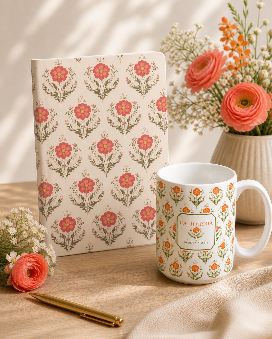 California Garden Poppy Journal & Mug Gift Set
