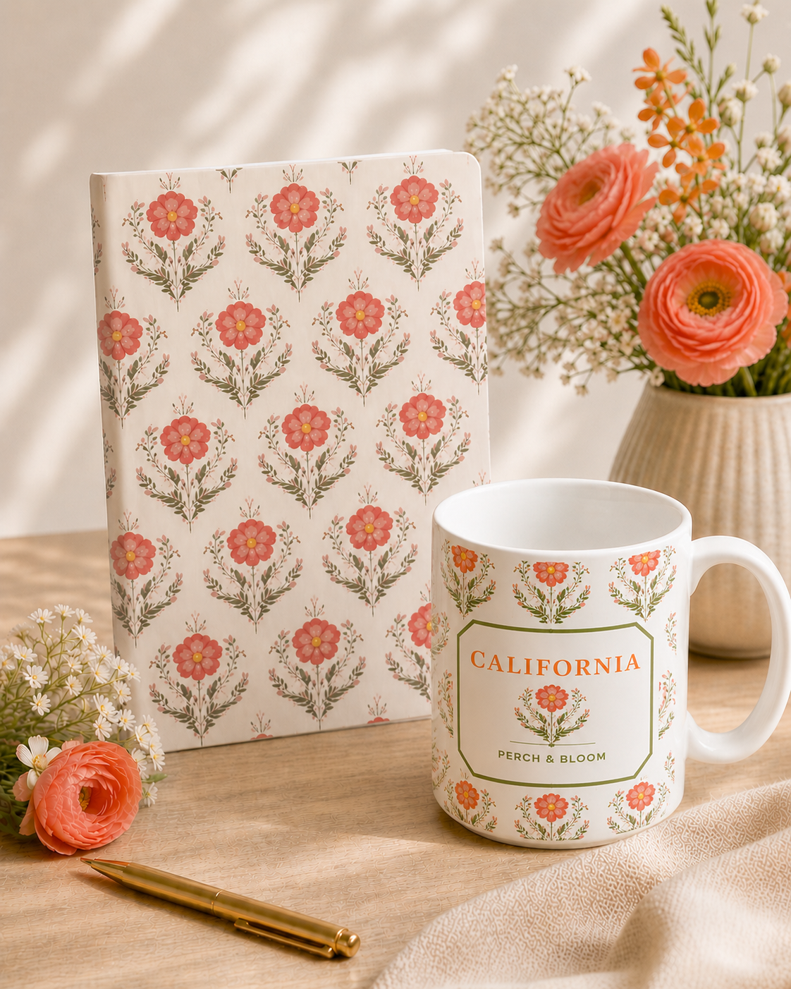 California Garden Poppy Journal & Mug Gift Set