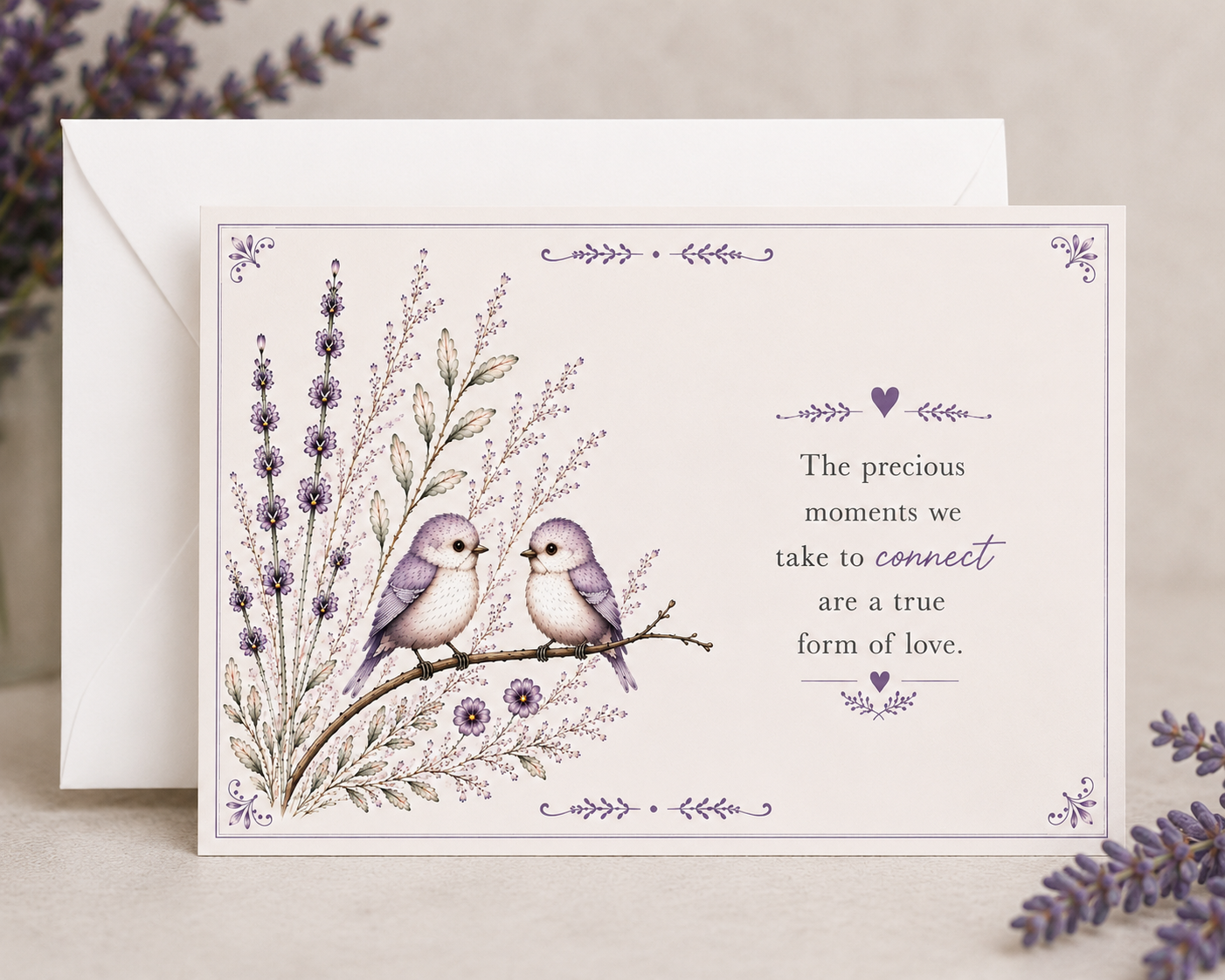 Lavender Wren Flat Card Set