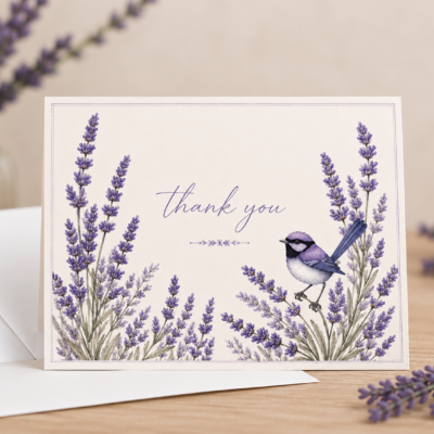 Lavender Wren Folded Thank You Card Set