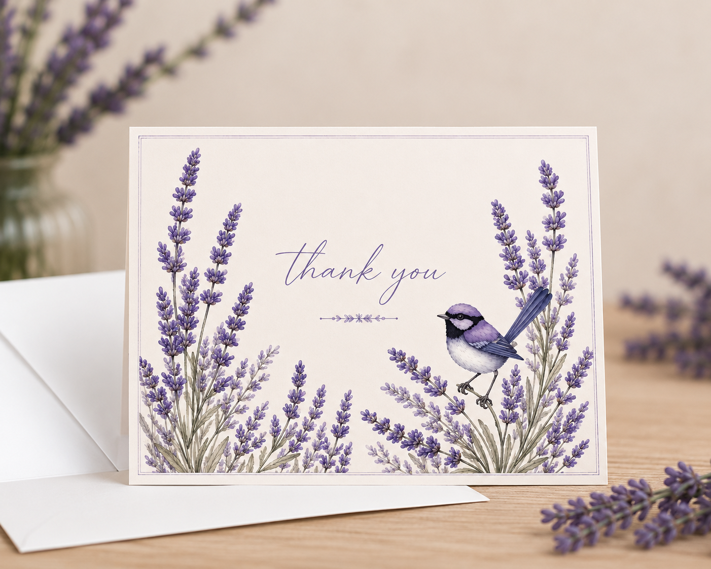 Lavender Wren Folded Thank You Card Set