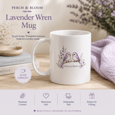 Lavender Wren Mug 12 oz.