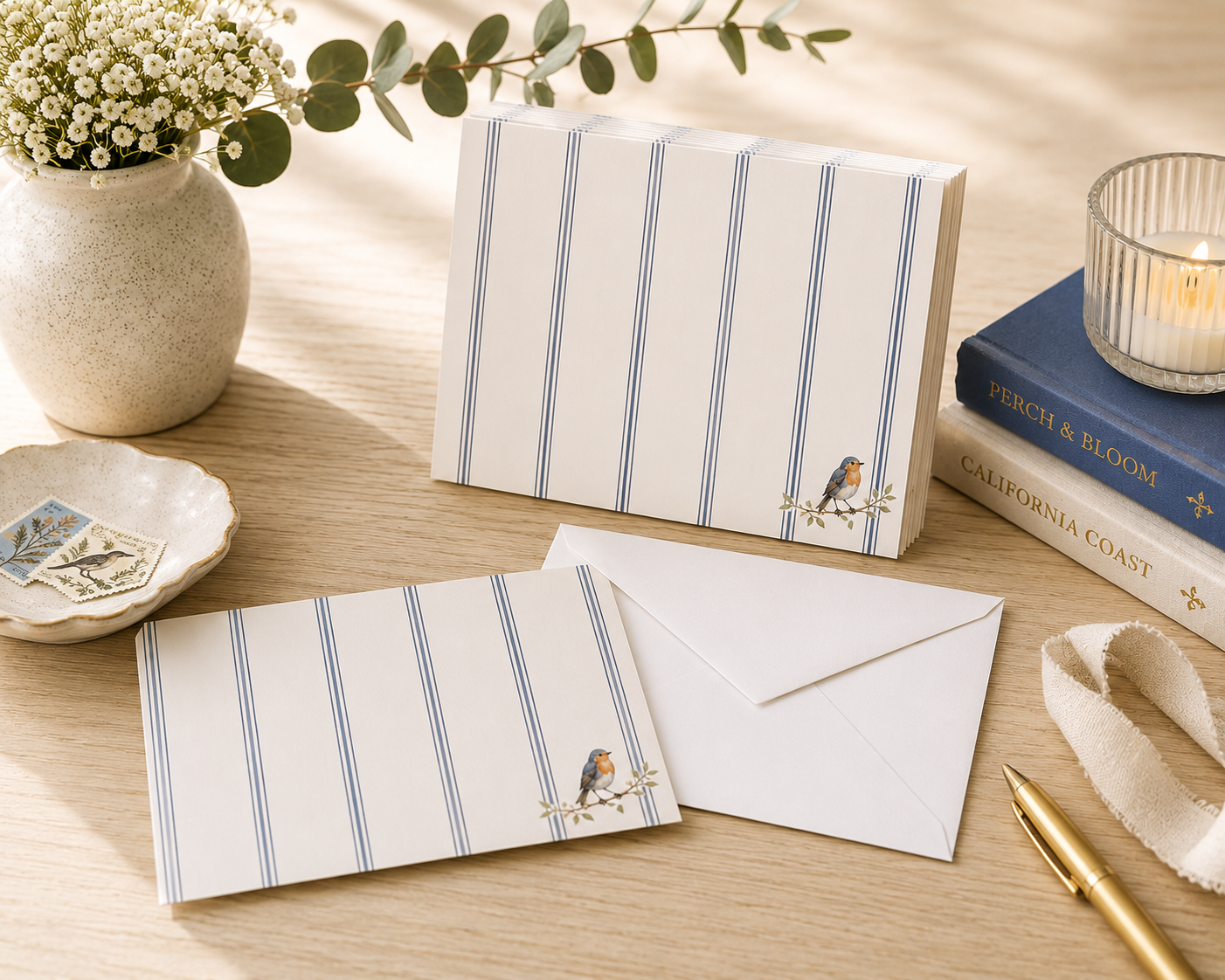 Monterey Slate Striped Flat Card