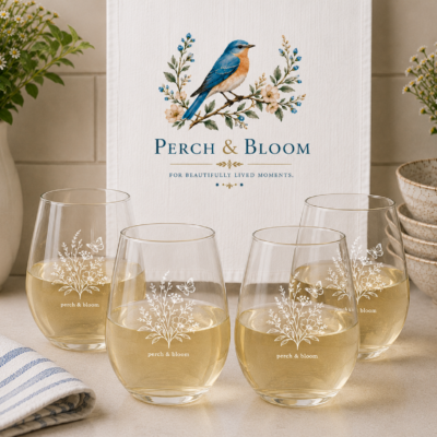 Botanical Stemless Wine Glasses 17 oz